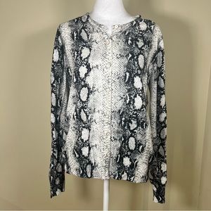 Melrose Chic Snake Animal Print Black and White Animal Print Cardigan Size XL